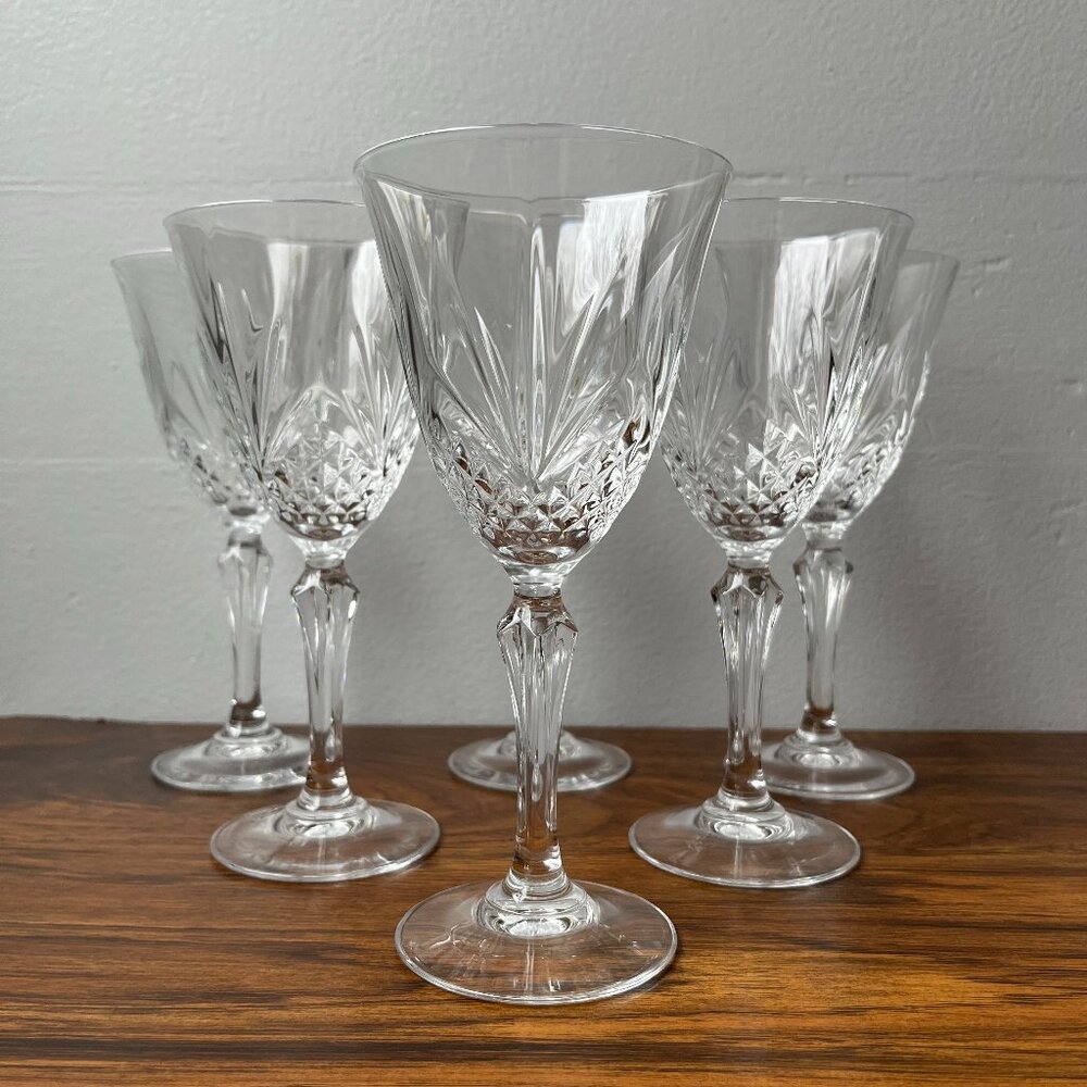 Cristal de Flandre Salzburg Cut Crystal Wine Glasses Set of 6